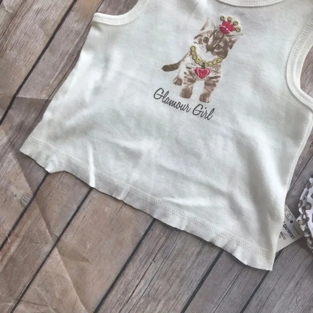 First Impressions Girls Outfit‎ Size 3-6 Mo Leopard Cat Set Ruffle Bum NEW